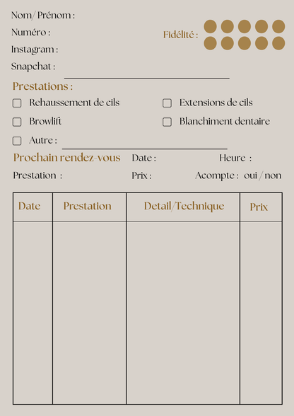 Fichier Client Interactif ~ Beauté & Esthétique